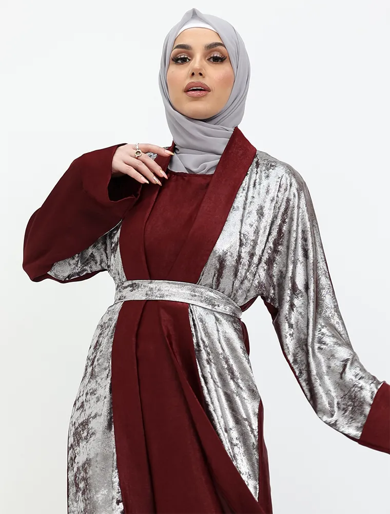 Maroon Jamila Open Abaya